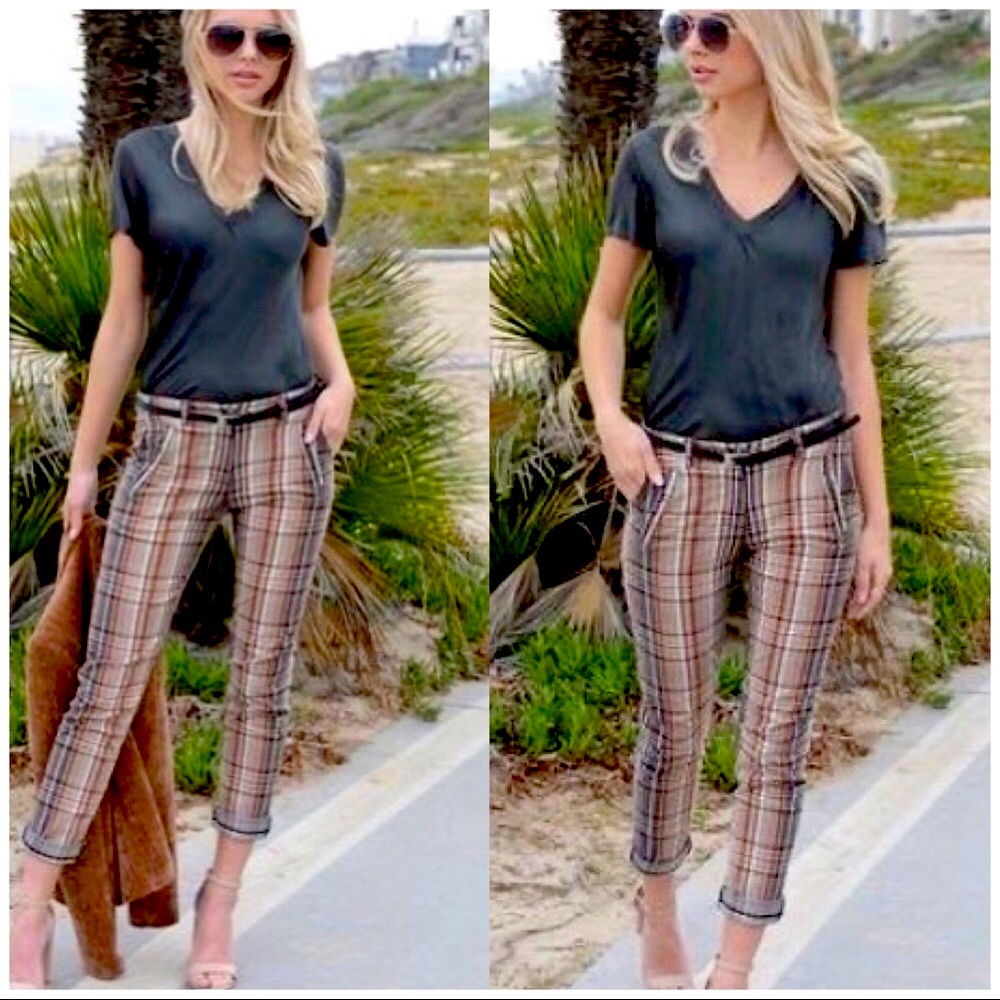 PLAID CROPPED PANTS & SIDE POCKETS 1 LEFT - Picture 4 of 11